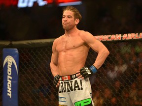 Sam Stout upset after the loss against Ross Pearson during UFC action in Dallas on March 14, 2015. (Patrick Green/QMI Agency)