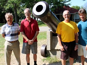 The Relocation of 'Big Tom' Committee are working to relocate the historical cannon from Canatara Park to its former home in what's now Veteran's Park in Sarnia. From left are Randy Evans, Lou Giancarlo, Tom St. Amand and Tom Slater. (Tyler Kula/Sarnia Observer/Postmedia Network)