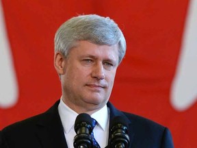 Conservative Leader Stephen Harper speaks during a campaign stop in Markham, Ontario, on Monday, August 10, 2015. THE CANADIAN PRESS/Sean Kilpatrick