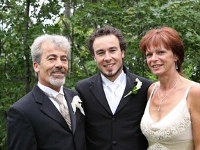 Photo supplied
Jonathan Berube, centre, is flanked by his father Serge and late mother Christiane Leclair.