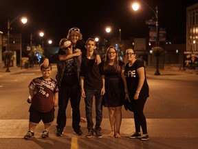 SUBMITTED PHOTO
GetReel Film Camp summer students on location during a night time film shoot in downtown Trenton.  Left to right:  Cole Conlin, Patrick Lewis, Eli Fellows, Corey Mellor, Autumn King and Jessica Stratton.