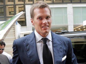 In this June 23, 2015, file photo, New England Patriots quarterback Tom Brady arrives for his appeal hearing at NFL headquarters in New York. (AP Photo/Mark Lennihan, File)