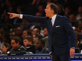 Head coach Flip Saunders of the Minnesota Timberwolves during their game at Madison Square Garden on March 19, 2015 in New York City. (Al Bello/Getty Images/AFP)