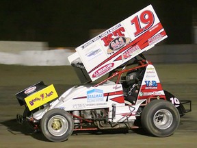 Rod Henderson/www.canadianracer.com
Cory Turner of Caistor Centre drove his No.19 KT Tobacco sponsored ride to victory lane for the first time in his career in the 25-lap Southern Ontario Sprints main event Saturday at Brighton Speedway.