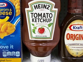 Kraft Heinz' products are shown on a grocery store shelf in New York in this March 25, 2015 file photo.  REUTERS/Brendan McDermid/Files