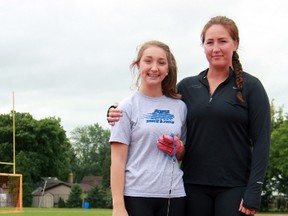 Corunna's Mackenzie Mullen, with the help of her coach and aunt Maggie Mullen, achieved a personal best while finishing fourth in hammer throw at the Legion National Youth Track and Field Championships. The St. Pat's student recorded a toss of 42.20m, almost 2.5m better than her previous top mark. (TERRY BRIDGE, Sarnia Observer)