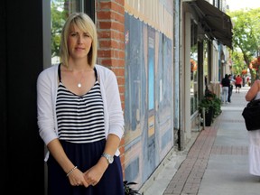 SARAH HYATT/THE INTELLIGENCER
Belleville Downtown Business Improvement Association executive director, Karen Parker stands downtown in Belleville, Ont. Wednesday, August 12, 2015. She's inviting all entrepreneurs, small business owners and youth/students to register for this year's third annual Explore the Core event.