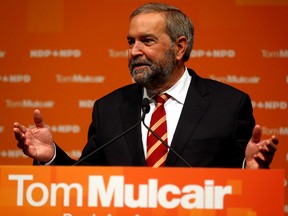 NDP Leader Tom Mulcair during his autobiography book launch at Daniels Spectrum Community Cultural Hub in Toronto on Monday, Aug. 10, 2015. (Dave Abel/Postmedia Network)
