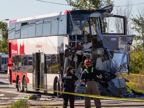 Scene of a fatal bus and train crash near the Fallowfield Transit Station in Ottawa. September 18,2013. Errol McGihon/Ottawa Sun/QMI Agency