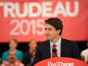 Liberal Leader Justin Trudeau speaks to supporters during a 2015 federal election campaign stop in Saskatoon, Sask., on Thursday, August 13, 2015. THE CANADIAN PRESS/Liam Richards