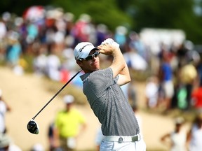 David Hearn plays his shot from the second tee during the second round of the PGA Championship at Whistling Straits in Sheboygan, Wis., on Friday, Aug. 14, 2015. (Richard Heathcote/Getty Images/AFP)