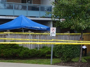 A woman was found dead in a Brampton apartment on Kennedy Rd. S. on Aug. 15, 2015. (Chris Doucette/Toronto Sun)