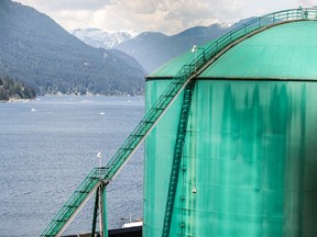 Kinder Morgan Trans Mountain Pipeline Westridge Marine Terminal in Burnaby, B.C. is pictured in this file photo. (Postmedia Network files)