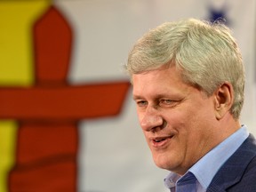 Conservative  leader Stephen Harper makes a campaign stop in Iqaluit, Nunavut on August 14, 2015.  (THE CANADIAN PRESS/Sean Kilpatrick)