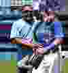 Former  Toronto Blue Jay George Bell has a word with Jose Bautista before the game against the New York Yankees in Toronto, Ont. on Sunday August 16, 2015. Craig Robertson/Toronto Sun/Postmedia Network