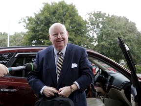 Suspended Senator Mike Duffy arrives at the courthouse in Ottawa, Canada, August 14, 2015. Duffy, a former ally of Canadian Prime Minister Stephen Harper, is on trial for fraud and bribery. REUTERS/Chris Wattie