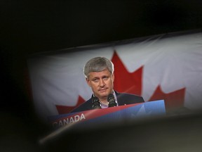Conservative leader Stephen Harper listens to a question during a campaign event in Ottawa on Aug. 16, 2015. Canadians go to the polls in a national election on Oct. 19, 2015. 
REUTERS/Chris Wattie