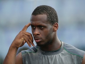 New York Jets quarterback Geno Smith talks to members of the media after practice at the team's NFL football training camp, Saturday, Aug. 1, 2015, in Florham Park, N.J. (AP Photo/Julie Jacobson)