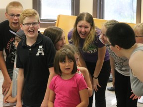 Members of the Burst of Broadway theatre camp rehearse a number for its showcase which was last Friday night. Roughly 30 members from the two-week program had a part in the showcase, which displayed all the stages of life through song and dance.