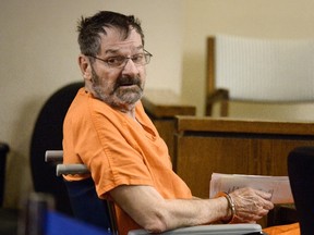 Frazier Glenn Cross Jr, also known as Glenn Miller, sits in a Johnson County courtroom for a scheduling session in Olathe, Kansas, in this file photo taken April 24, 2014. (REUTERS/John Sleezer)