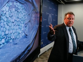 Drug Squad Unit Commander Insp. Howie Page discuses the drug fentanyl in Toronto on Monday August 17, 2015. (Stan Behal/Toronto Sun)