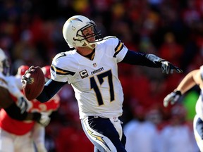 Quarterback Philip Rivers of the San Diego Chargers passes during a game against the Kansas City Chiefs at Arrowhead Stadium on December 28, 2014 in Kansas City. (Brian Davidson/Getty Images/AFP)