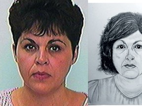 Cheryl Gannon, as police believe she appears today and, at left, as she appeared nearly 20 years ago.