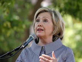 In this Aug. 15, 2015 file photo, Democratic presidential candidate Hillary Rodham Clinton speaks at the Iowa State Fair in Des Moines, Iowa.  (AP Photo/Charlie Neibergall, File)