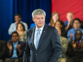 Conservative Leader Stephen Harper at a campaign stop at the International Plaza Hotel in Toronto on Tuesday, Aug. 18, 2015. (ERNEST DOROSZUK/Toronto Sun)