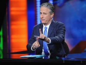 Jon Stewart hosts "The Daily Show with Jon Stewart" #JonVoyage on August 6, 2015 in New York City.   Brad Barket/Getty Images for Comedy Central/AFP