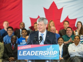 Conservative Leader Stephen Harper speaks during an event at the International Plaza Hotel in Toronto on Tuesday August 18, 2015. (Ernest Doroszuk/Toronto Sun)