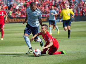 TFC's Sebastian Giovinco hits the deck. (USA TODAY SPORTS)