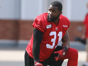 The Calgary Stampeders cut Jasper Simmons on Tuesday. AL CHAREST/CALGARY SUN