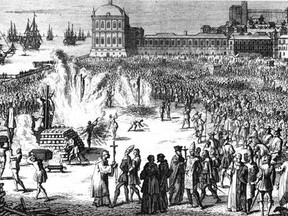 Artist's rendering of an auto-da-fe (a ritual form of penance for heretics) in Lisbon's Terreiro do Paco during the Portuguese Inquisition. (Wikimedia Commons/HO)