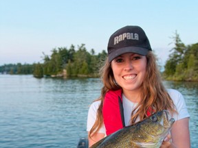 Ashley Rae with a walleye caught on a recent outing on the St. Lawrence River. (Supplied photo)