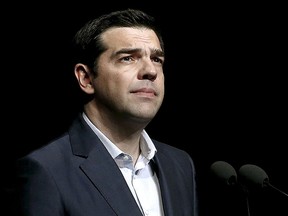 Greek Prime Minister Alexis Tsipras looks on during his speech at the annual conference of the Hellenic Federation of Enterprises in Athens, Greece in this May 18, 2015 file photo. REUTERS/Alkis Konstantinidis/Files