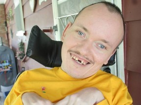SUBMITTED PHOTO
Greg Mochulla smiles in a picture posted on the GoFundMe page his brother-in-law has created. Mochulla was born with Cerebral Palsy, and his parents were told he wouldn’t live past 18. The page was created to support Greg’s parents while the 45-year-old waits in Belleville General Hospital to undergo surgery.