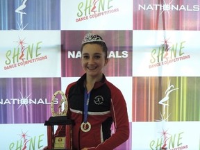 SUBMITTED PHOTO
Alyssa Robson from the Madoc School of Dance Arts  received the diamond award with a score of 91.15 and received the title of runner up Miss Shine Acro.