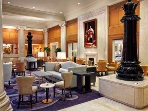 Massive chess pieces adorn the corners of the lobby, where visitors to the King Edward Hotel on King St. E. can enjoy afternoon tea.
