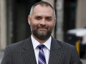 Benjamin Perrin, former legal adviser to Canadian Prime Minister Stephen Harper, arrives at the courthouse in Ottawa, Canada August 20, 2015. Perrin is testifying in the trial of suspended Senator Mike Duffy, who is accused of receiving a bribe and abusing expense claims. REUTERS/Chris Wattie