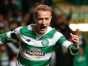 Celtic’s Leigh Griffiths celebrates after scoring during Champions League action against Malmo Tuesday at Celtic Park in Glasgow.
(Action Images via Reuters/Carl Recine)