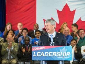 Canadian Prime Minister Stephen Harper speaks during an event at the  International Plaza Hotel in Toronto, Ont. on Tuesday August 18, 2015. Harper said, if re-elected, he would make it a priority to pass "life means life" legislation for prison for certain crimes.  Ernest Doroszuk/Toronto Sun/Postmedia Network