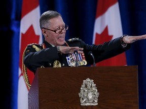 Canada's new Chief of Defence Staff General Jonathan Vance speaks during a change of command ceremony in Ottawa, Canada July 17, 2015. REUTERS/Chris Wattie