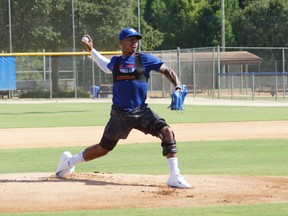Injured Blue Jays pitcher Marcus Stroman faced live hitters for the first time Thursday. (Eddie Michels/Photo)