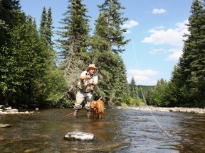 Neil Waugh and his Lab Penny on the Coal Branch's Embarras River