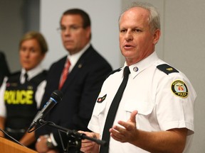 Toronto Police Acting Staff Supt. Bryce Evans updates the media on the Ashley Madison hacking investigation at police headquarters on Monday, Aug. 24, 2015. (DAVE ABEL/Toronto Sun)