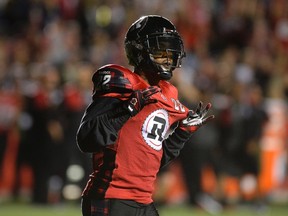 RedBlacks defensive back Brandon McDonald was assessed a costly objectionable conduct penalty for swearing at Argos receiver Vidal Hazelton Sunday in Toronto. (Ottawa Sun Files)