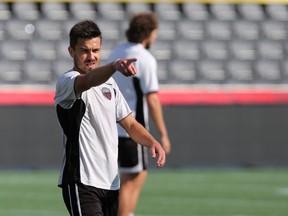 Ottawa Fury FC forward Andrew Wiedeman trains with the club at TD Place on Monday, August 24, 2015. (Chris Hofley/Ottawa Sun)
