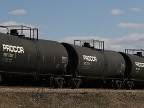 Tanker cars idle at the Resources Road rail yard on Monday April 13, 2015 in Grande Prairie, Alta. Tom Bateman/Grande Prairie Daily Herald-Tribune/Postmedia Network