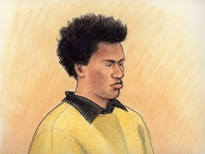 Mark Haslett, 24, appeared in court Tuesday, Feb. 12, 2013 charged with second degree murder in the death of Roland Laflamme, 54.
Sketch by Laurie Foster-MacLeod/OTTAWA SUN/QMI AGENCY